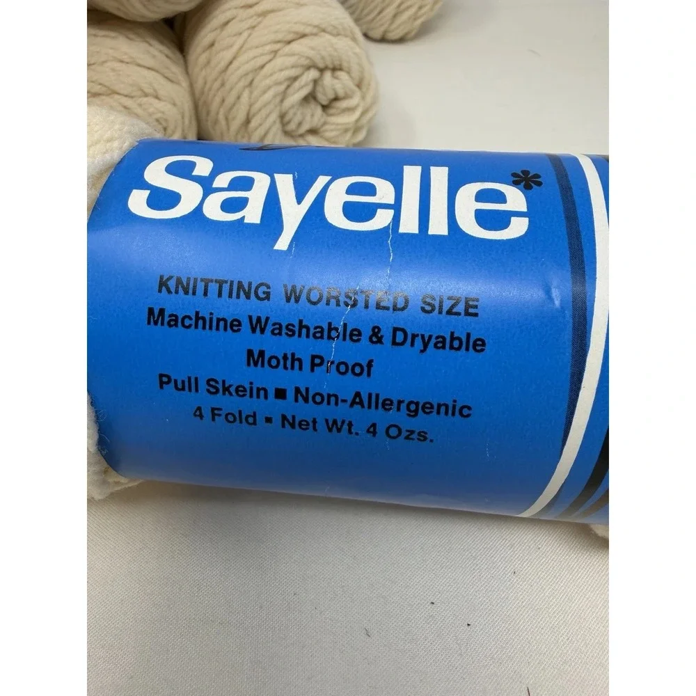 American Thread Sayelle Vintage Cottagecore Yarn Fisherman Cream 8 Skeins Lot